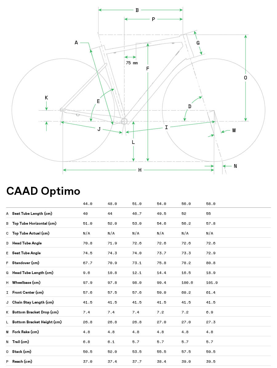 Geometria roweru Cannondale CAAD Optimo