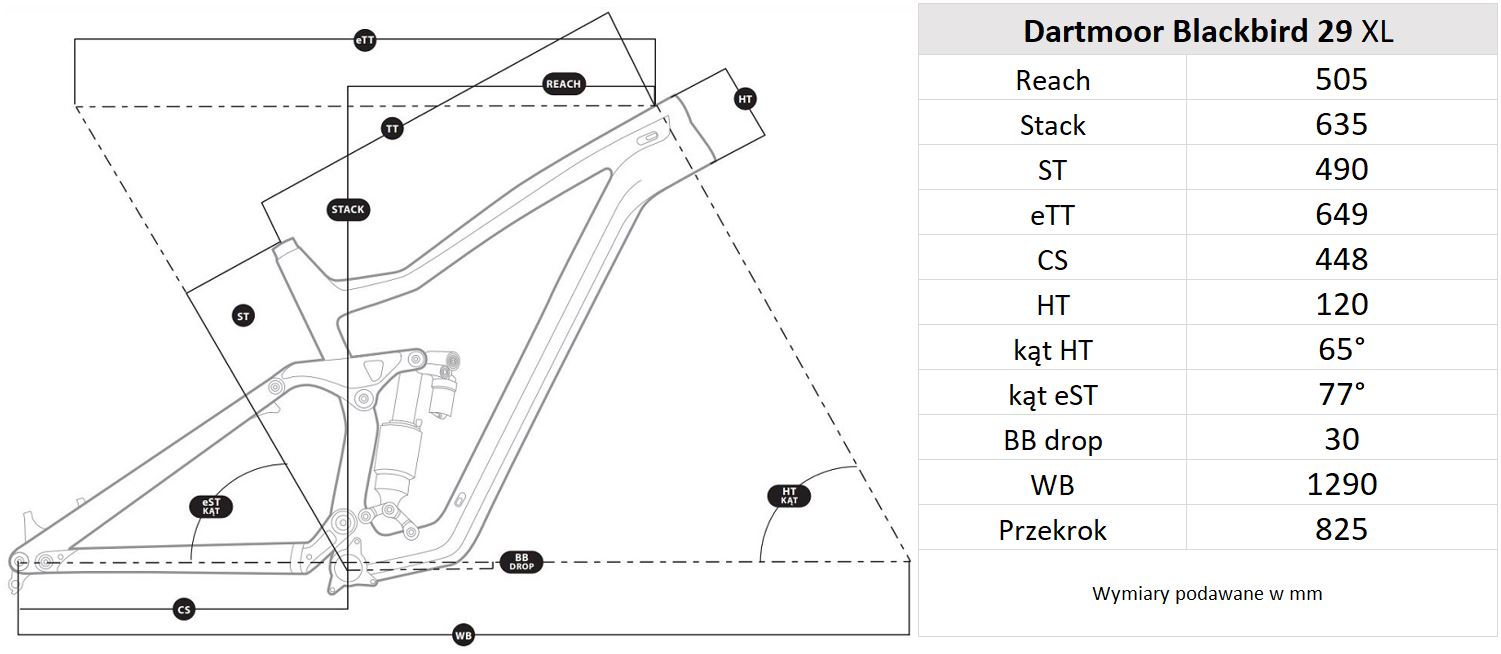 Geometria ramy Dartmoor Blackbird Intro 29 XL