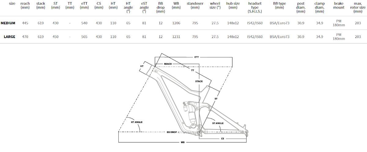 Geometria roweru Dartmoor
